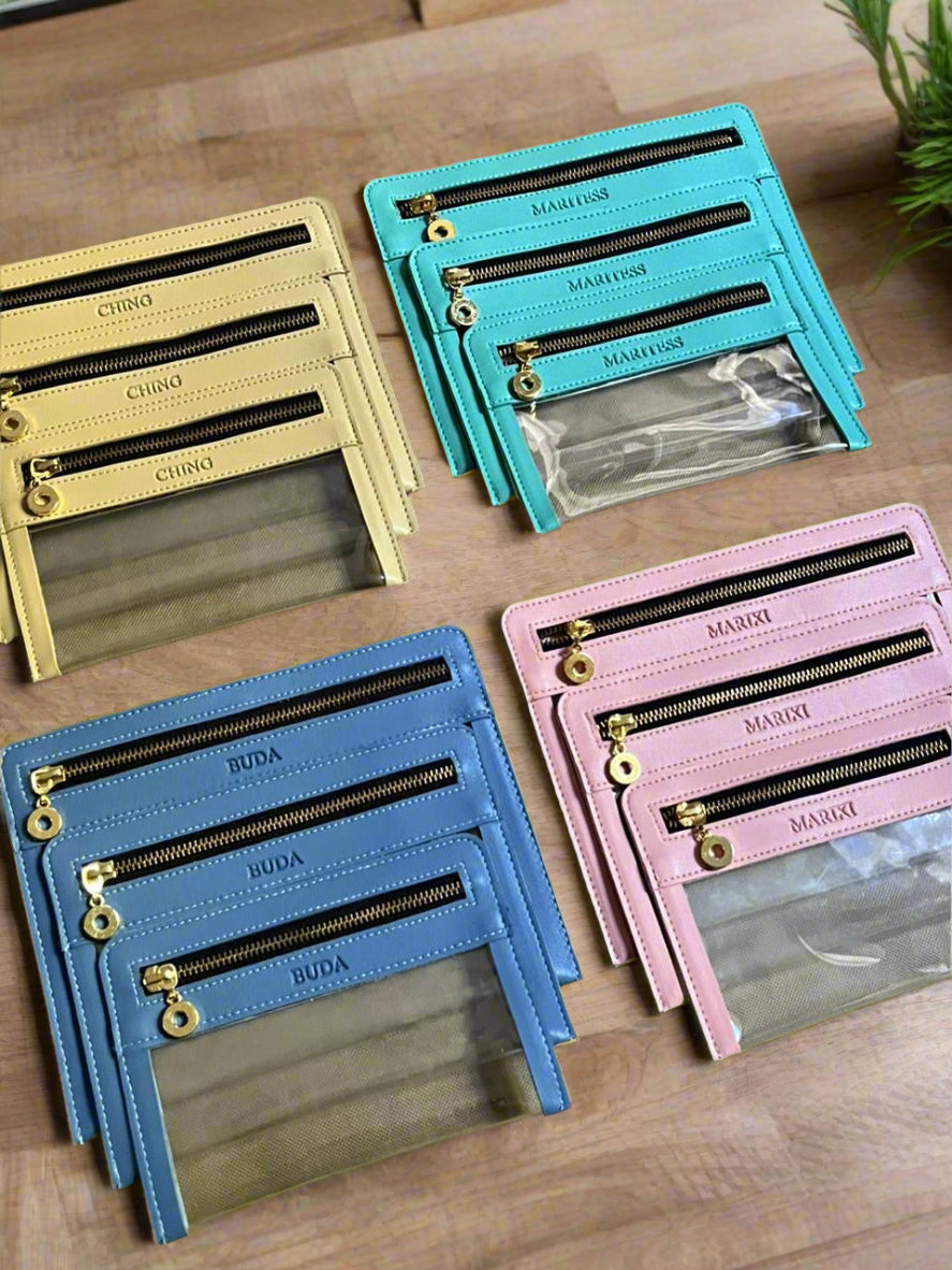 3-pc PVC Envelopes With Leather Trim