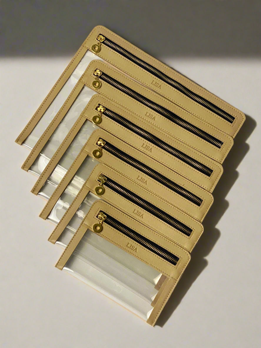 3-pc PVC Envelopes With Leather Trim