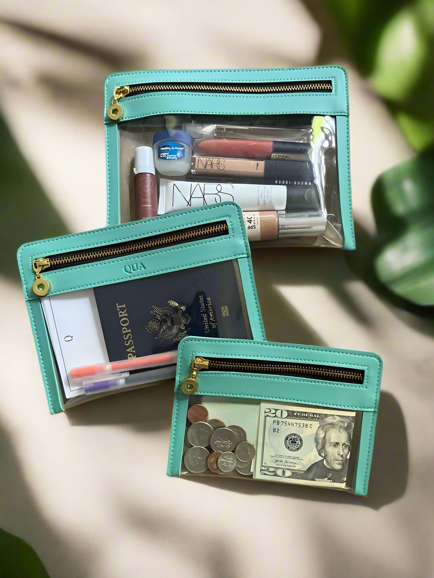 3-pc PVC Envelopes With Leather Trim