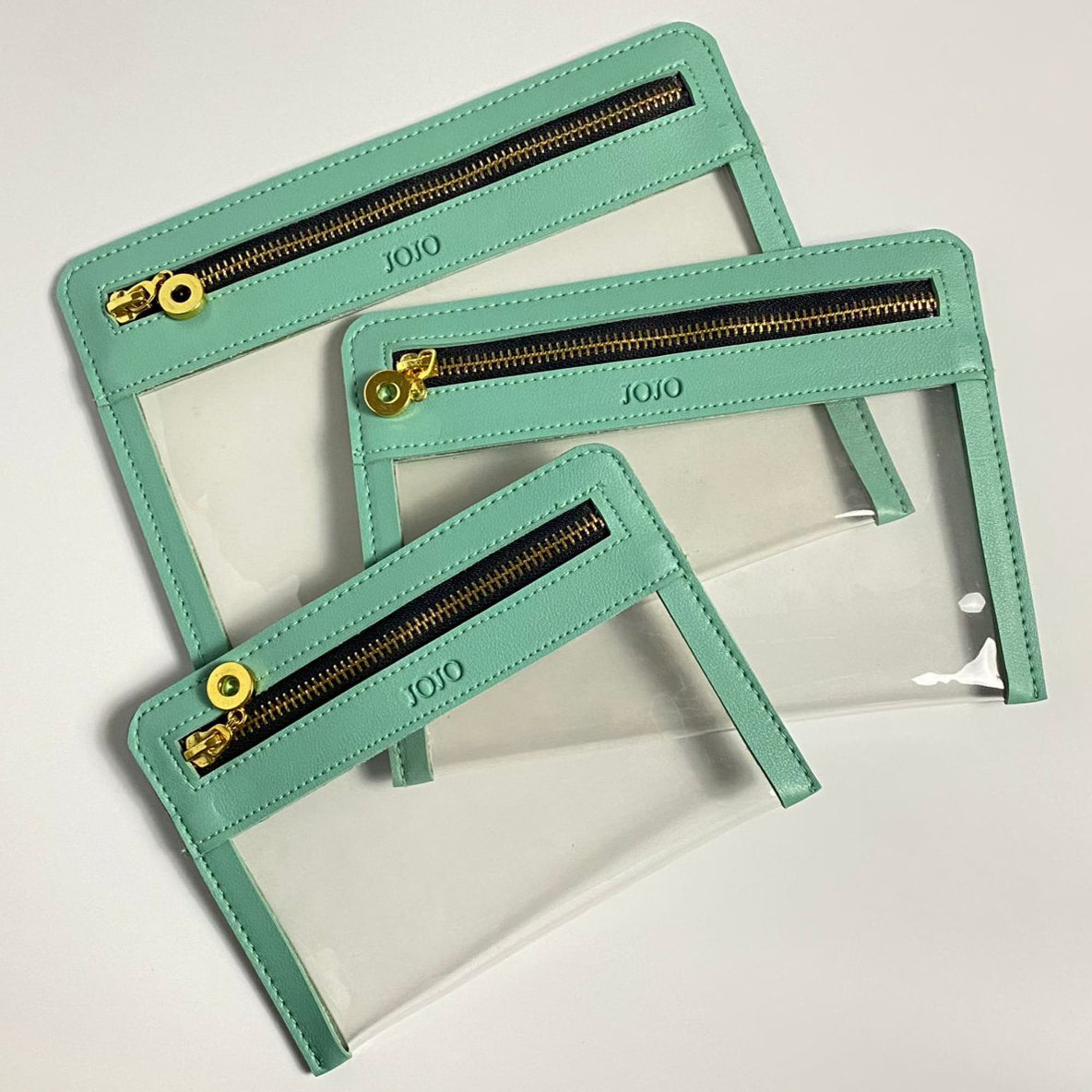 3-pc PVC Envelopes With Leather Trim