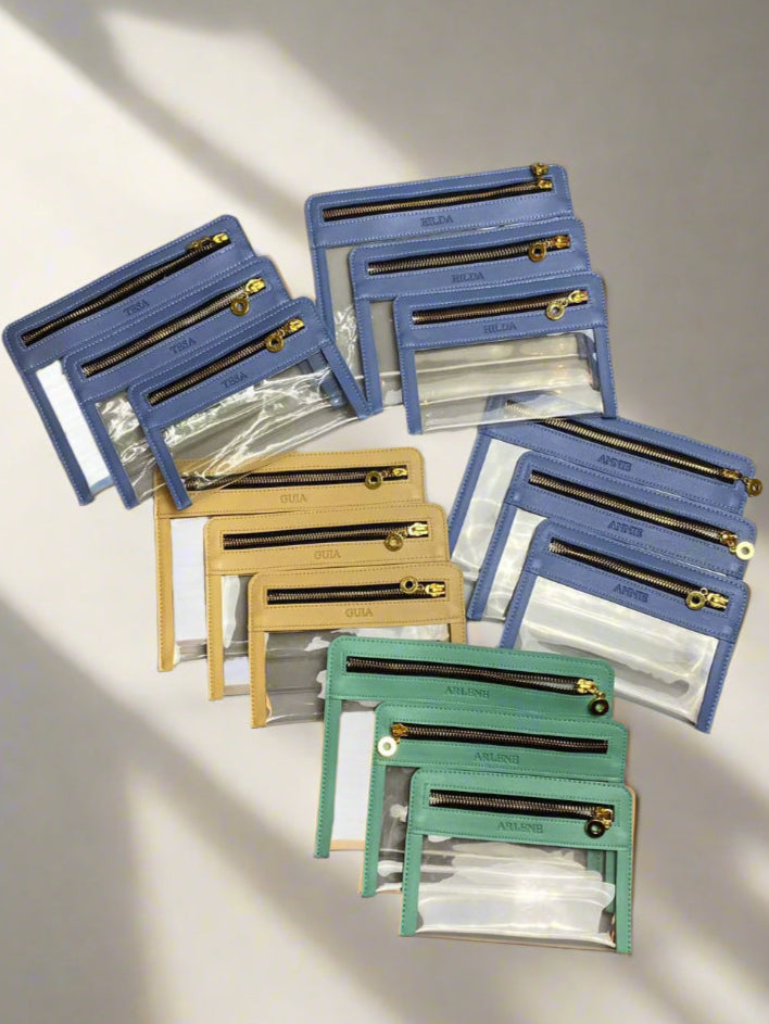 3-pc PVC Envelopes With Leather Trim