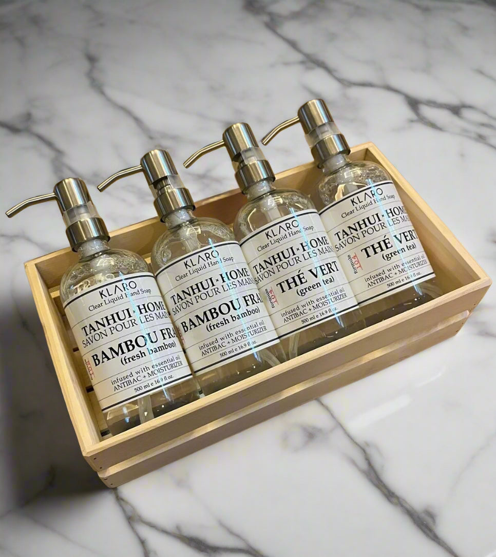 Clear Liquid Hand Soap in Personalized Pump Dispensers