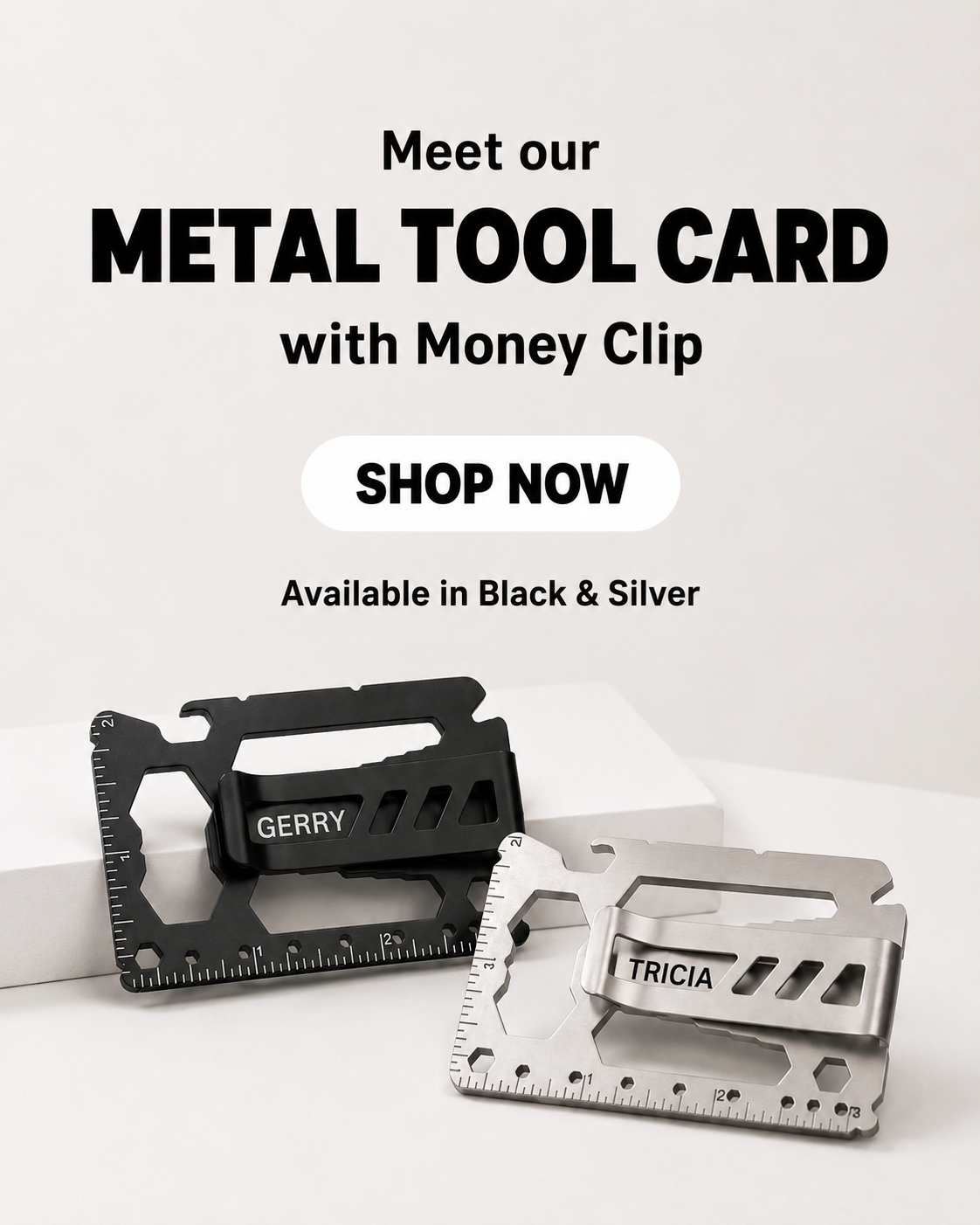 Metal Pocket Tool Card (with detachable money clip)