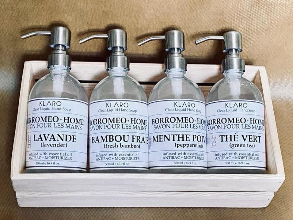 Clear Liquid Hand Soap in Personalized Pump Dispensers