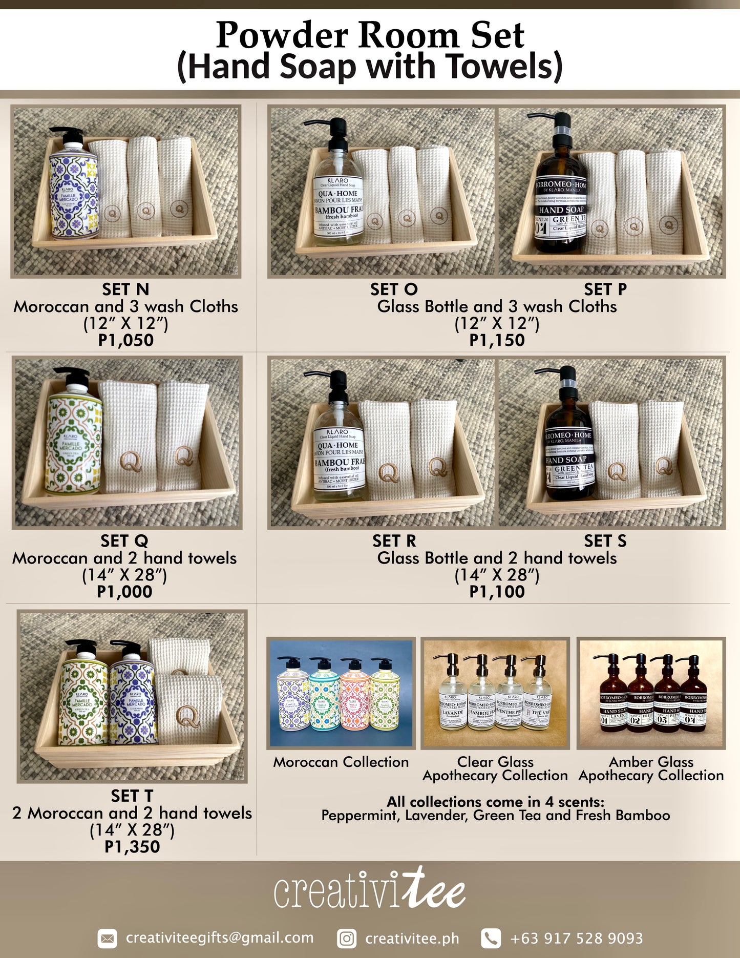 Powder Room Hand Soap / Towel Sets