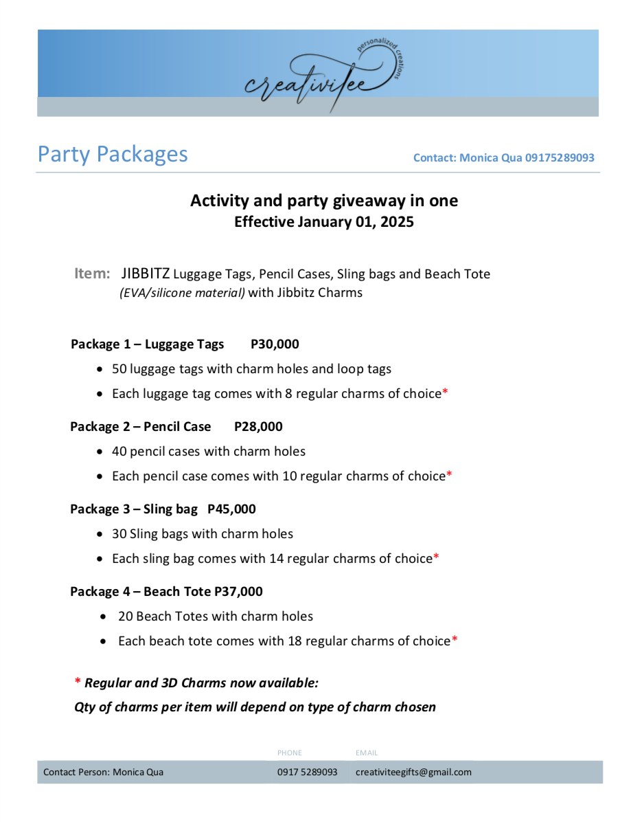 Jibbitz Charm Party Packages