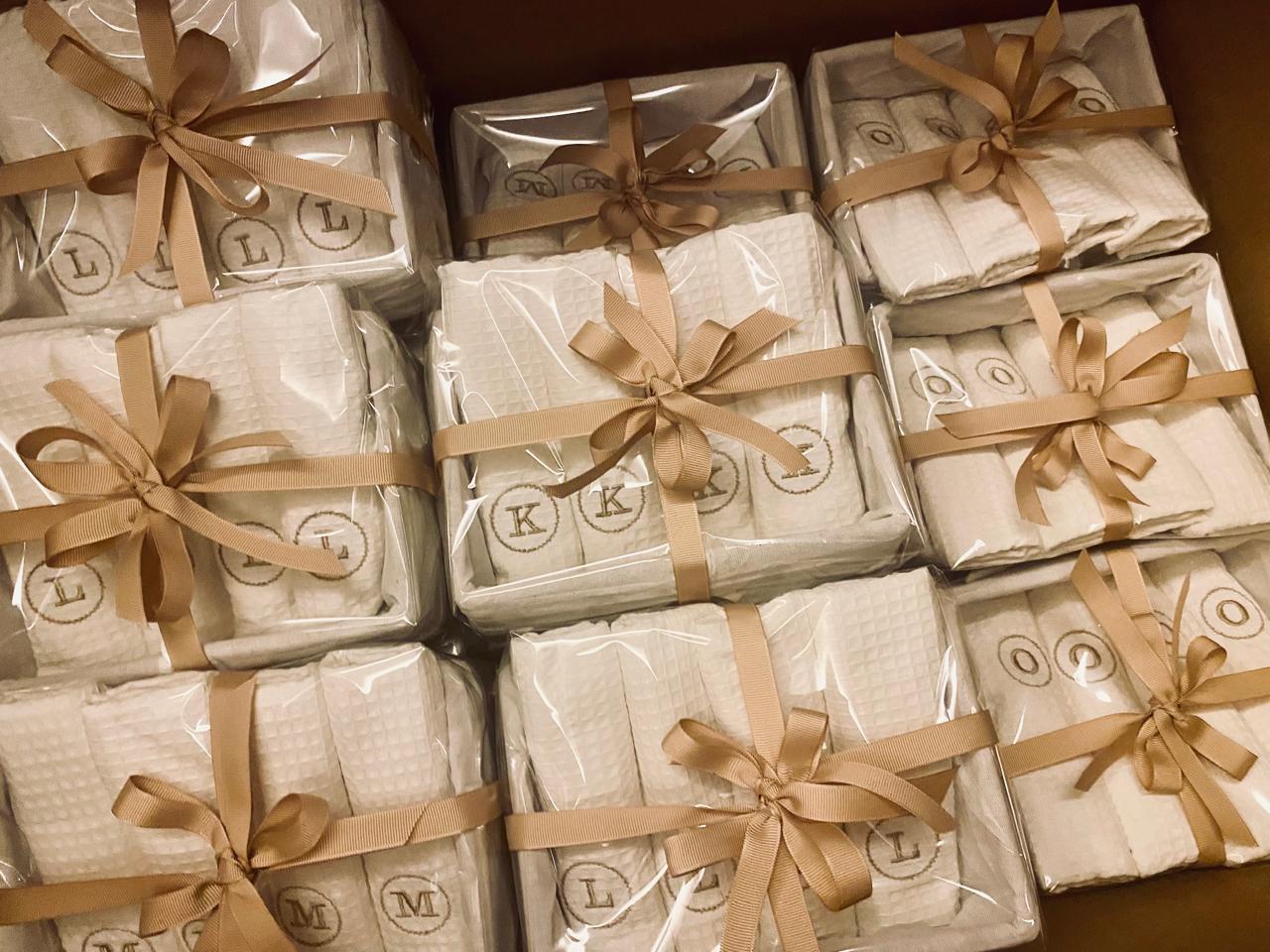 100% Cotton Waffle Weave Hand Towels in woven baskets