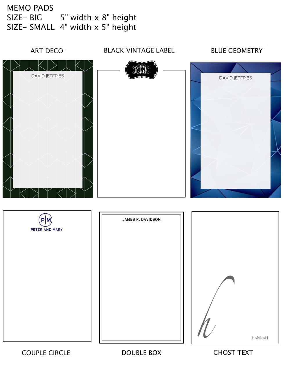 Stationery - Gift Cards, Delivery Pads, Memo Pads, Money Envelopes