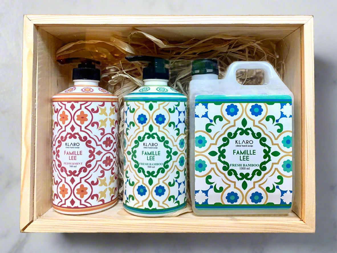 Clear Liquid Hand Soap in Personalized Pump Dispensers