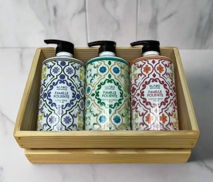 Clear Liquid Hand Soap in Personalized Pump Dispensers