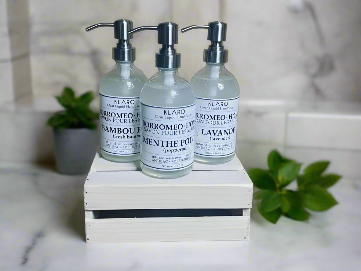 Clear Liquid Hand Soap in Personalized Pump Dispensers