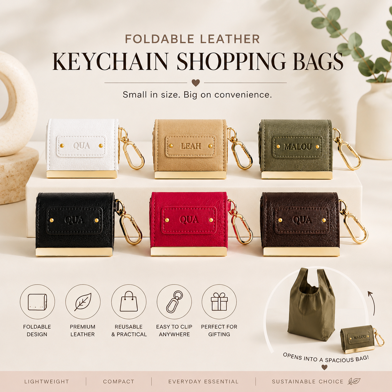 Leather Keychain Shopping Bag