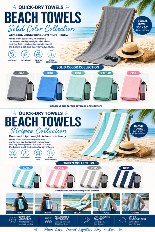 Quick Dry Towels (in Pouch or Silicone Capsule)
