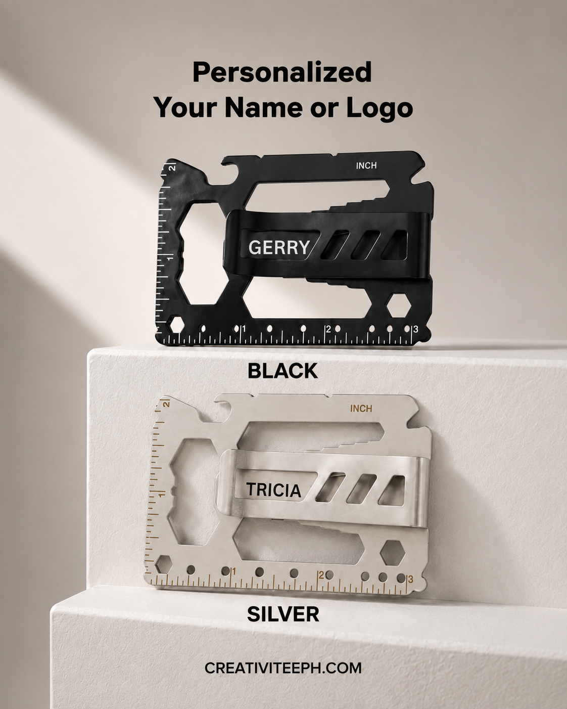 Metal Pocket Tool Card (with detachable money clip)