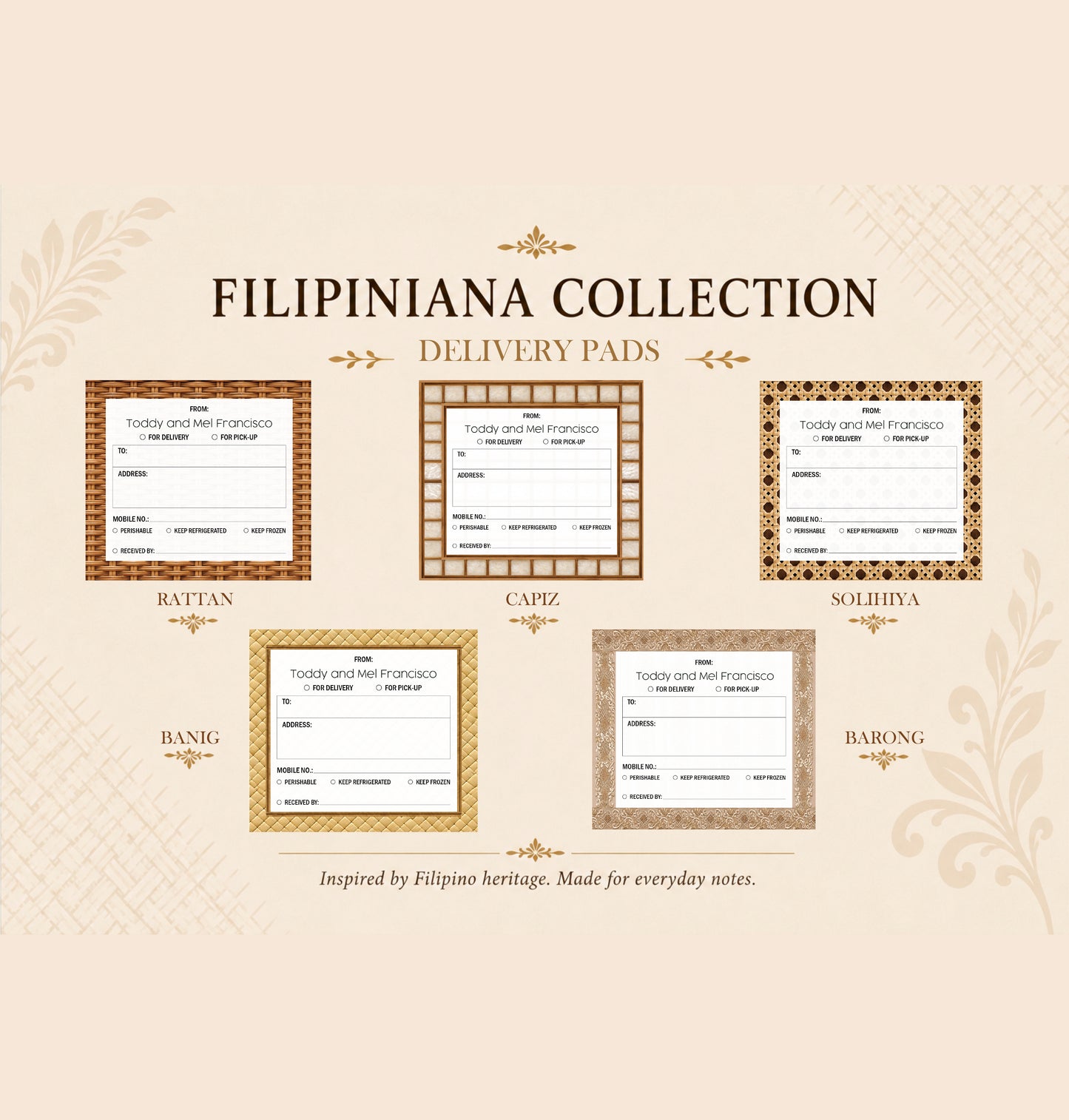 Stationery - Filipiniana Collection - Gift Cards, Delivery Pads, Memo Pads