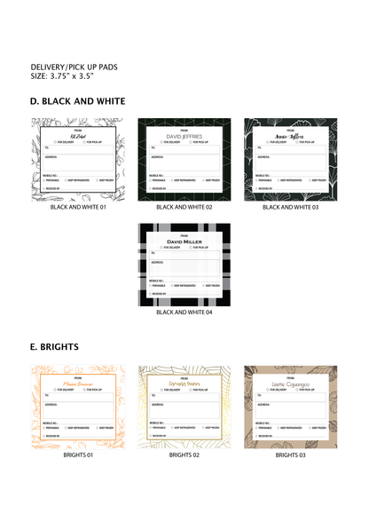 Stationery - Gift Cards, Delivery Pads, Memo Pads, Money Envelopes