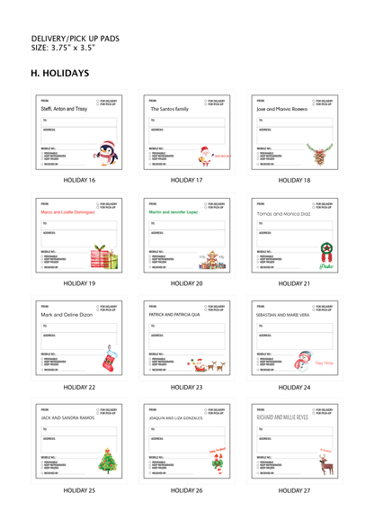 Stationery - Gift Cards, Delivery Pads, Memo Pads, Money Envelopes