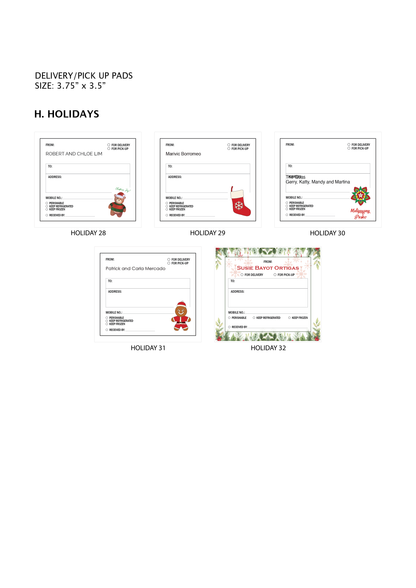 Stationery - Gift Cards, Delivery Pads, Memo Pads, Money Envelopes