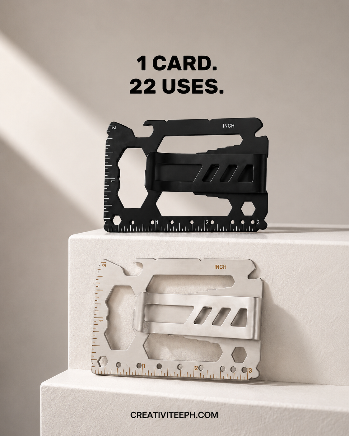 Metal Pocket Tool Card (with detachable money clip)