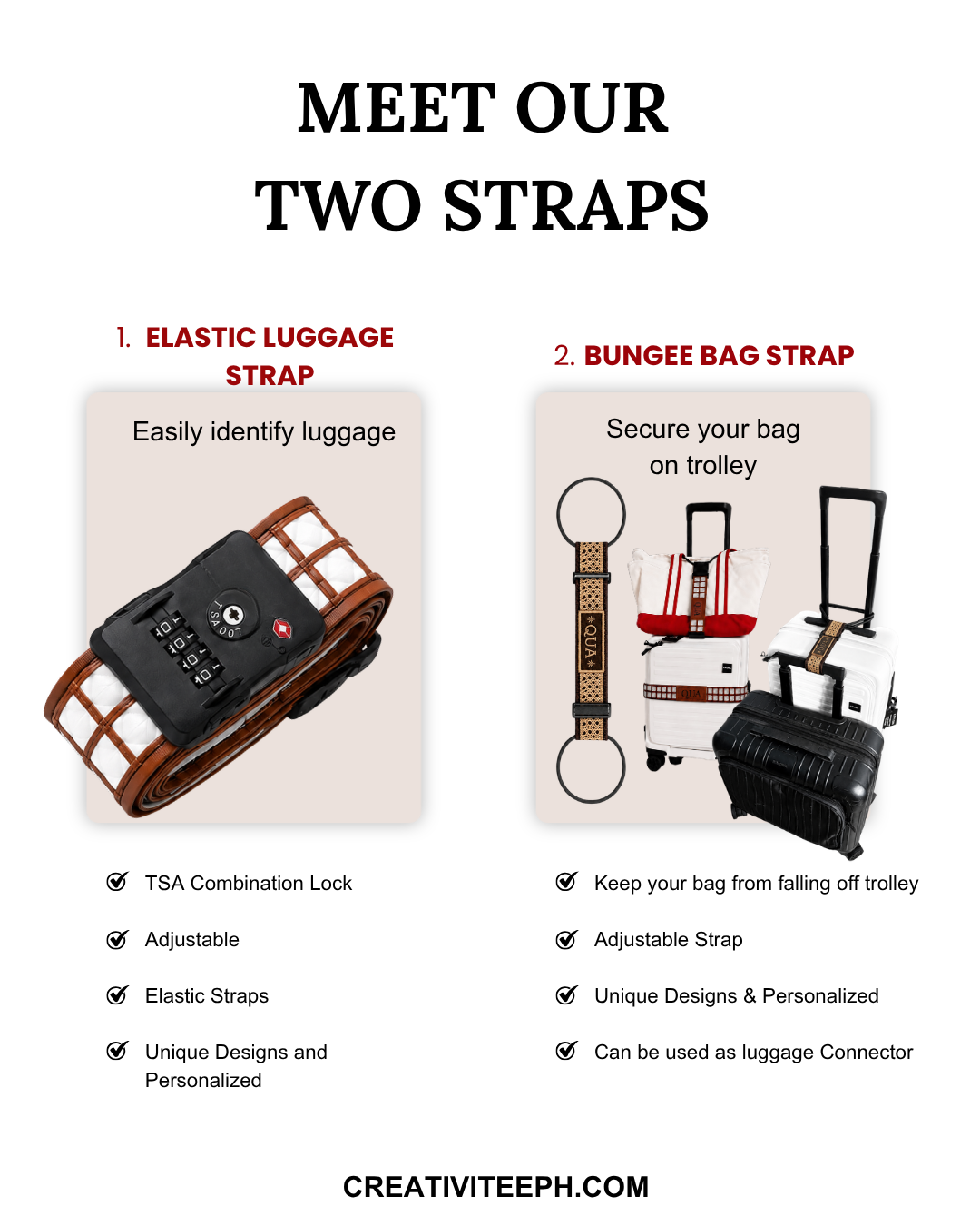 TSA Elastic Luggage Strap & Bungee Bag Strap (and luggage connector)