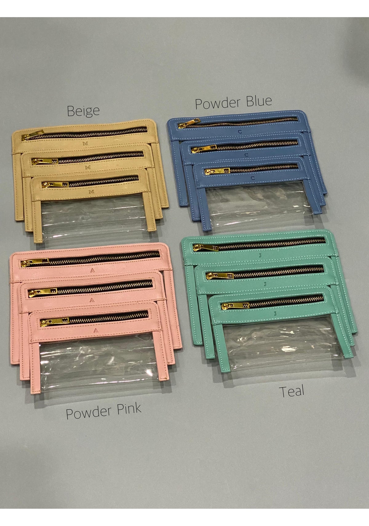 3-pc PVC Envelopes With Leather Trim