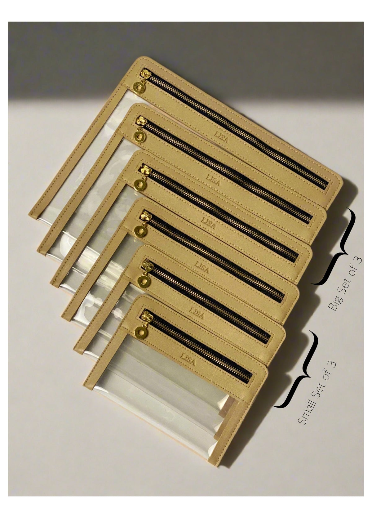 3-pc PVC Envelopes With Leather Trim
