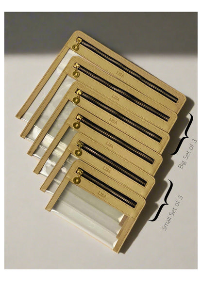 3-pc PVC Envelopes With Leather Trim