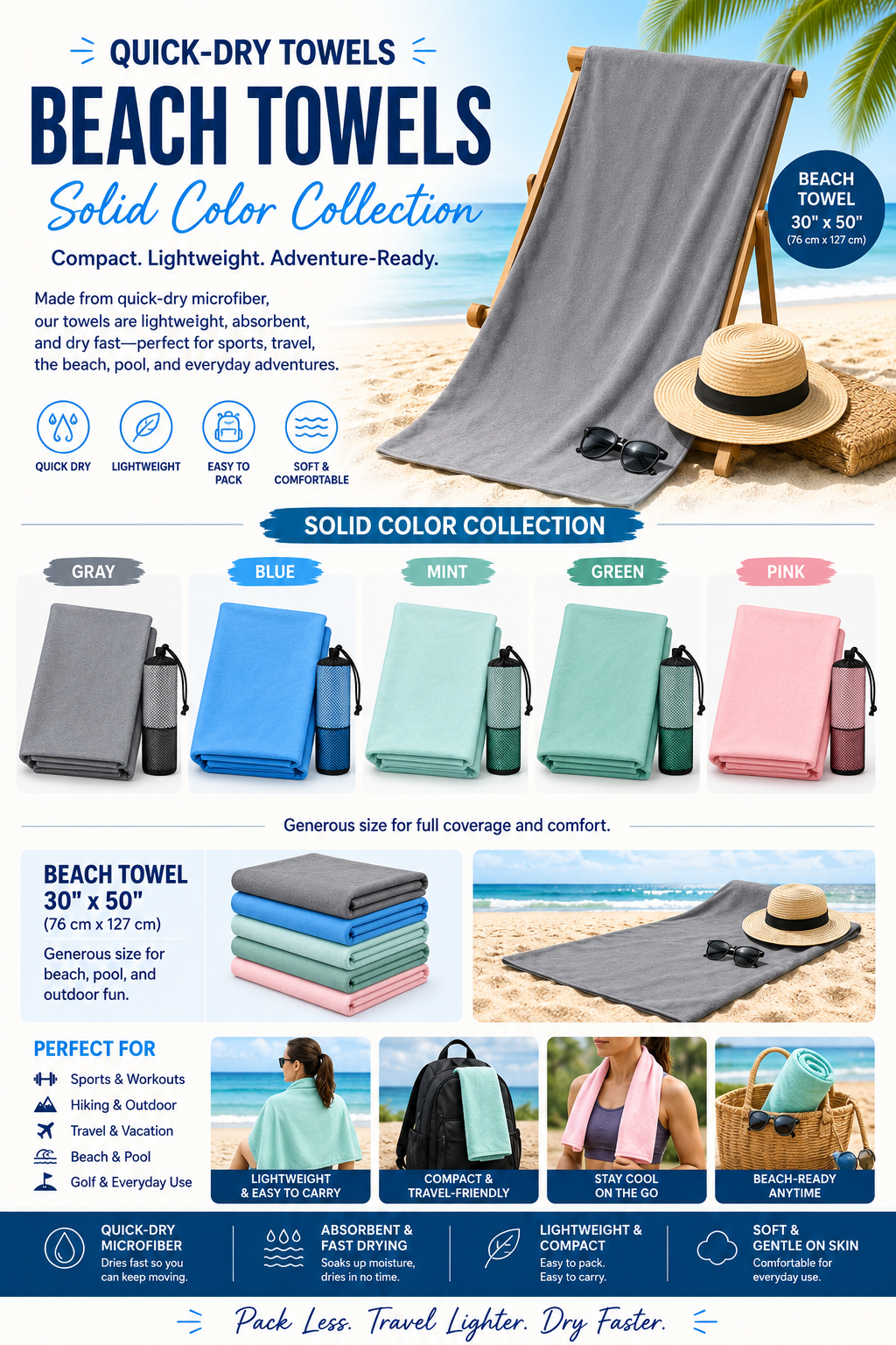 Quick Dry Towels (in Pouch or Silicone Capsule)