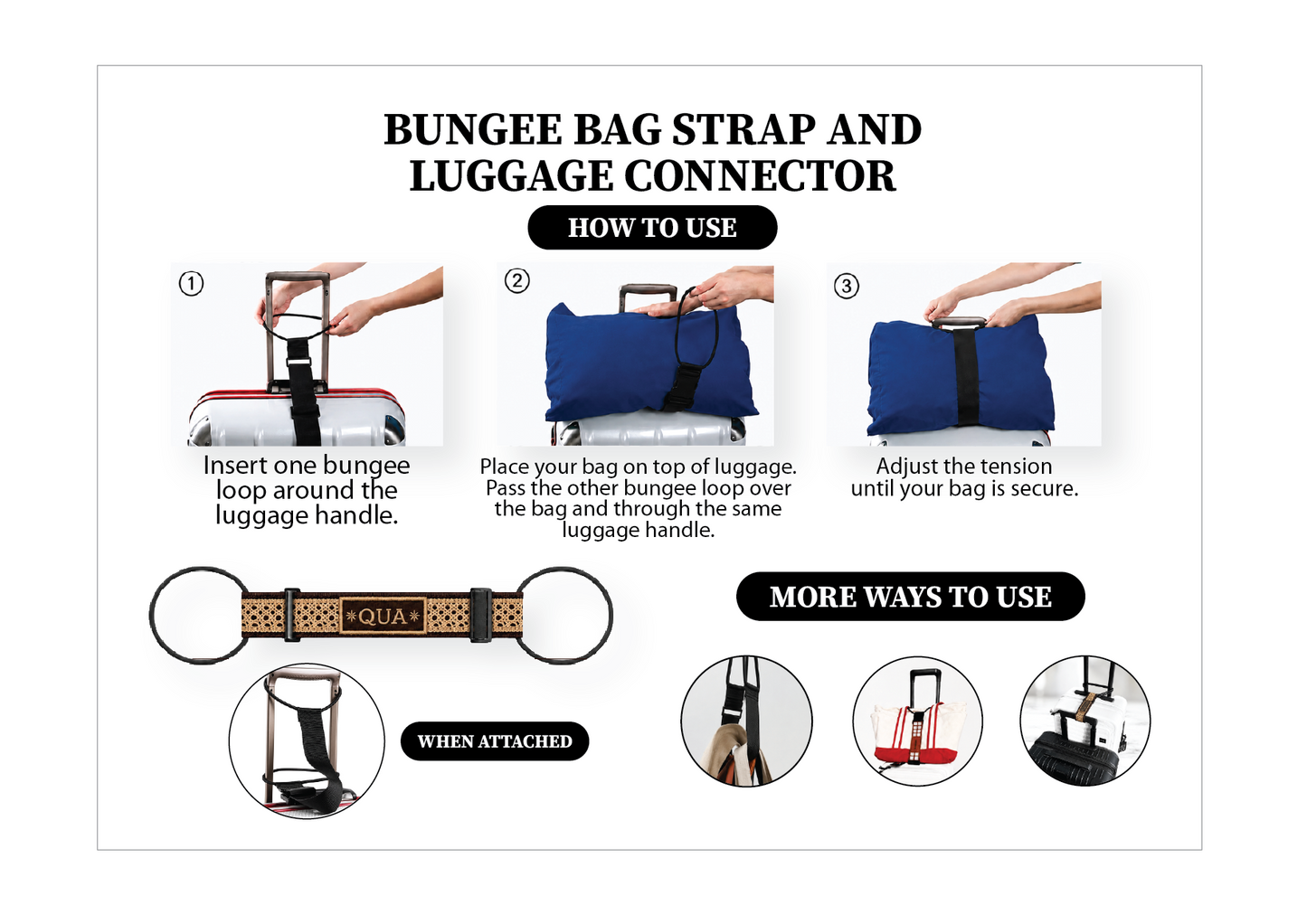 TSA Elastic Luggage Strap & Bungee Bag Strap (and luggage connector)