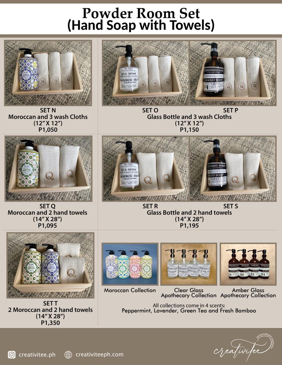 Powder Room Hand Soap / Towel Sets